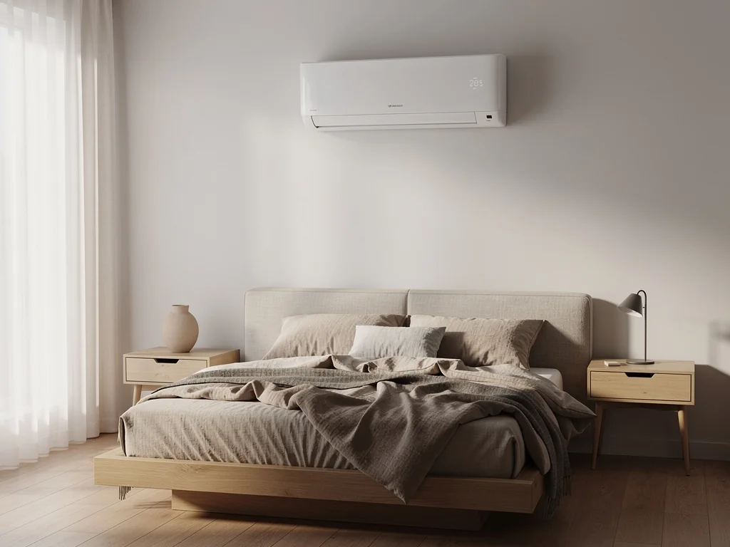 Unité intérieure de climatisation installée dans une chambre